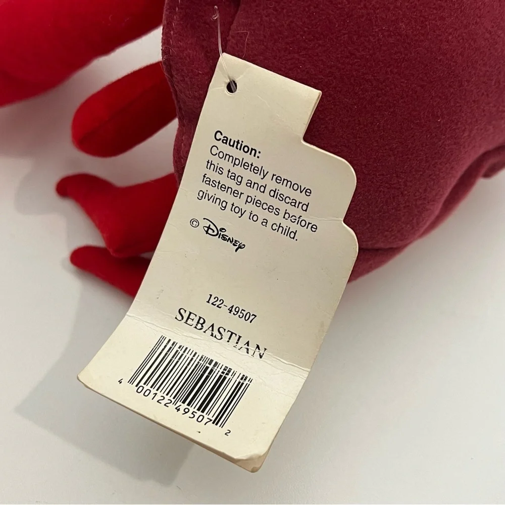 Vintage Disney Sebastian Plush Crab 122-49507 Walt Disney World Tag